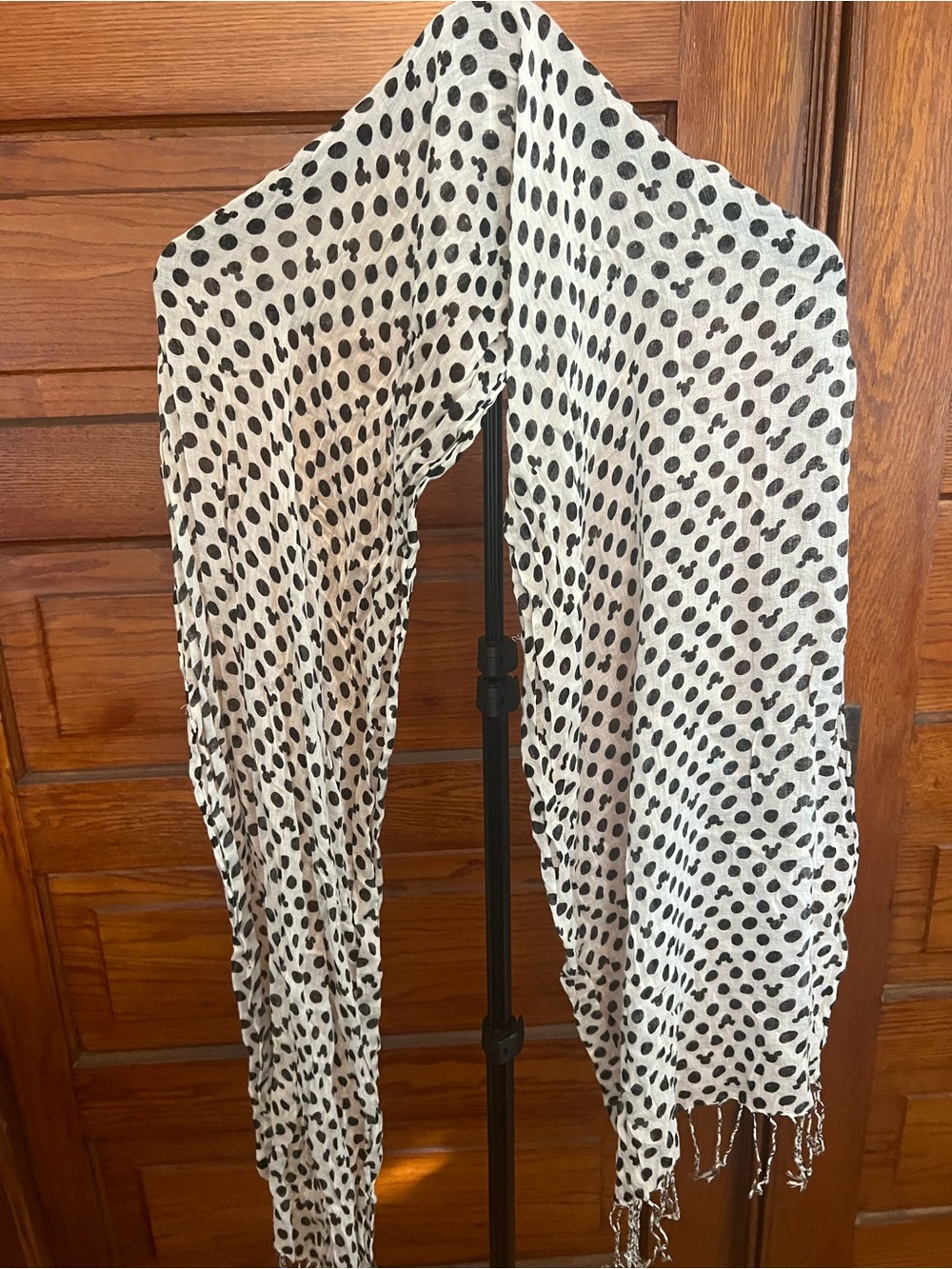 Women's Mickey Mouse Black and White Polka Dot Scarf Shawl